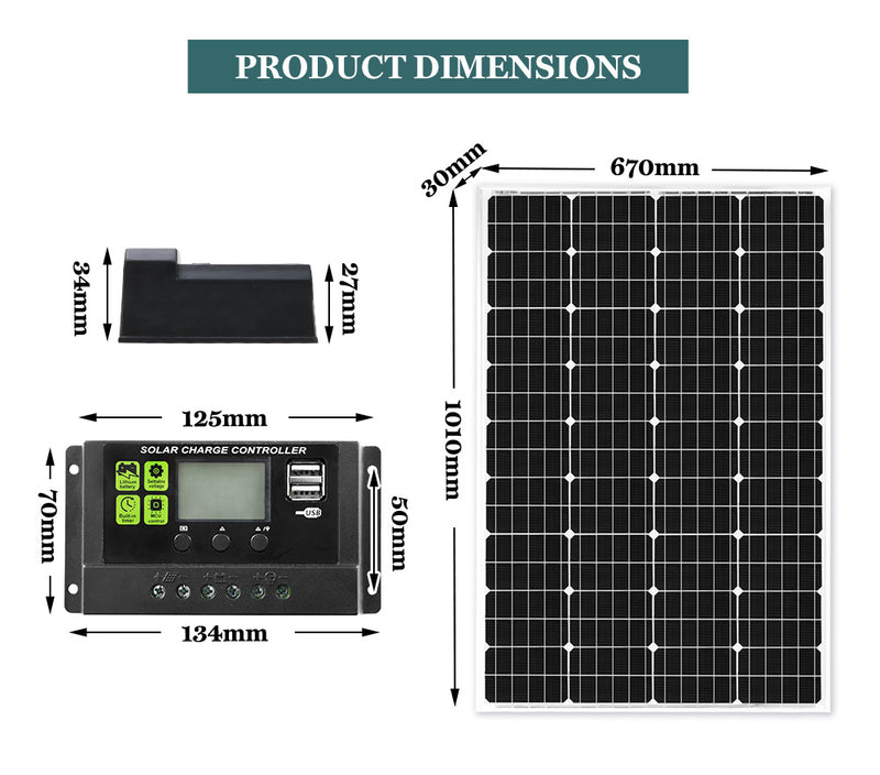 130W Solar Panel Kit Battery Charger Mono Camping Caravan Boat 12V with Regulator - Sale Now