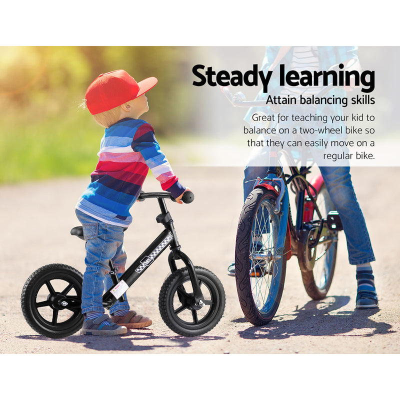 Kids Balance Bike Ride On Toys Push Bicycle Wheels Toddler Baby 12" Bikes-Black - Sale Now