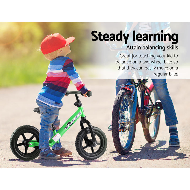 Kids Balance Bike Ride On Toys Push Bicycle Wheels Toddler Baby 12" Bikes-Green - Sale Now