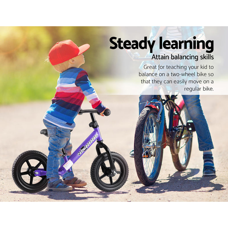 Kids Balance Bike Ride On Toys Push Bicycle Wheels Toddler Baby 12" Bikes-Purple - Sale Now