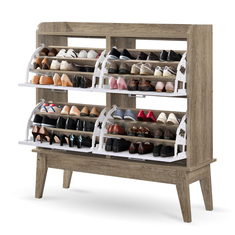 Large Shoe Cabinet Rack Oak - Sale Now