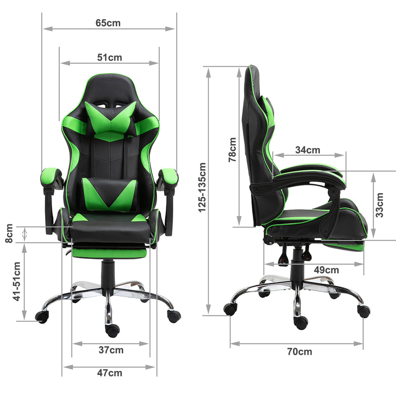 Gaming Chair Office Chair Computer PU Executive Racing Recliner Back Foot Rest Green - Sale Now