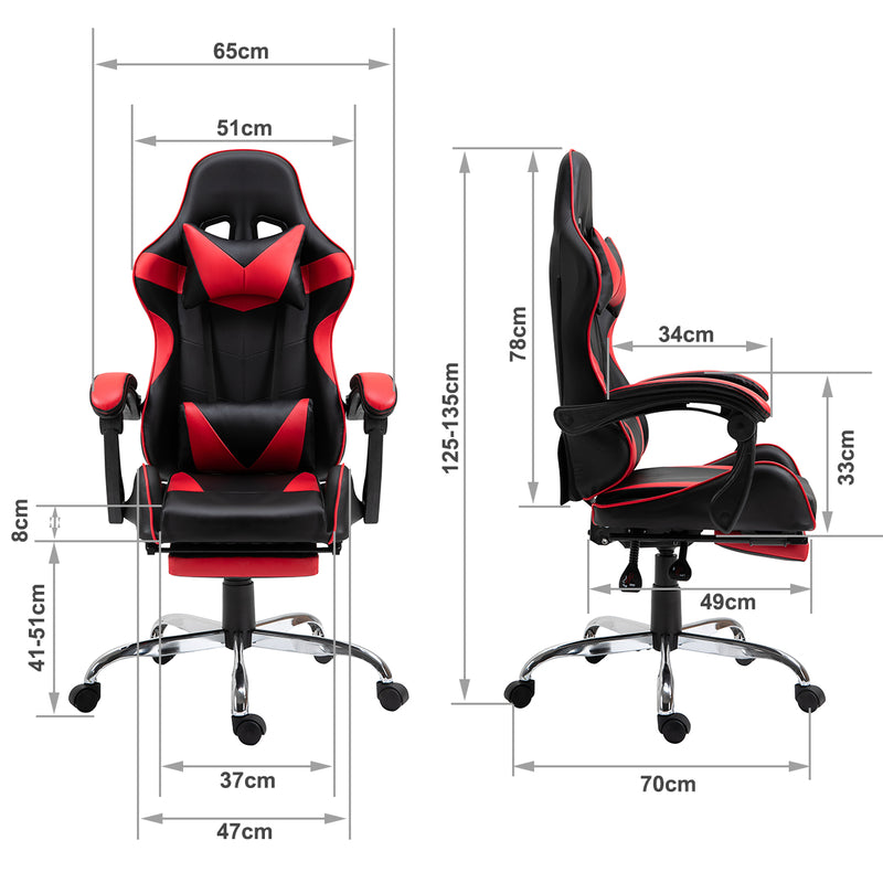 Gaming Office Chair Computer PU Executive Racing Recliner Back Foot Rest White - Sale Now