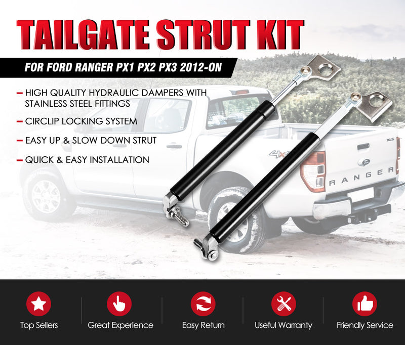 Easy Up and Slow Down Tailgate Strut Kit suit Ford Ranger Wildtrak Raptor 2012-On