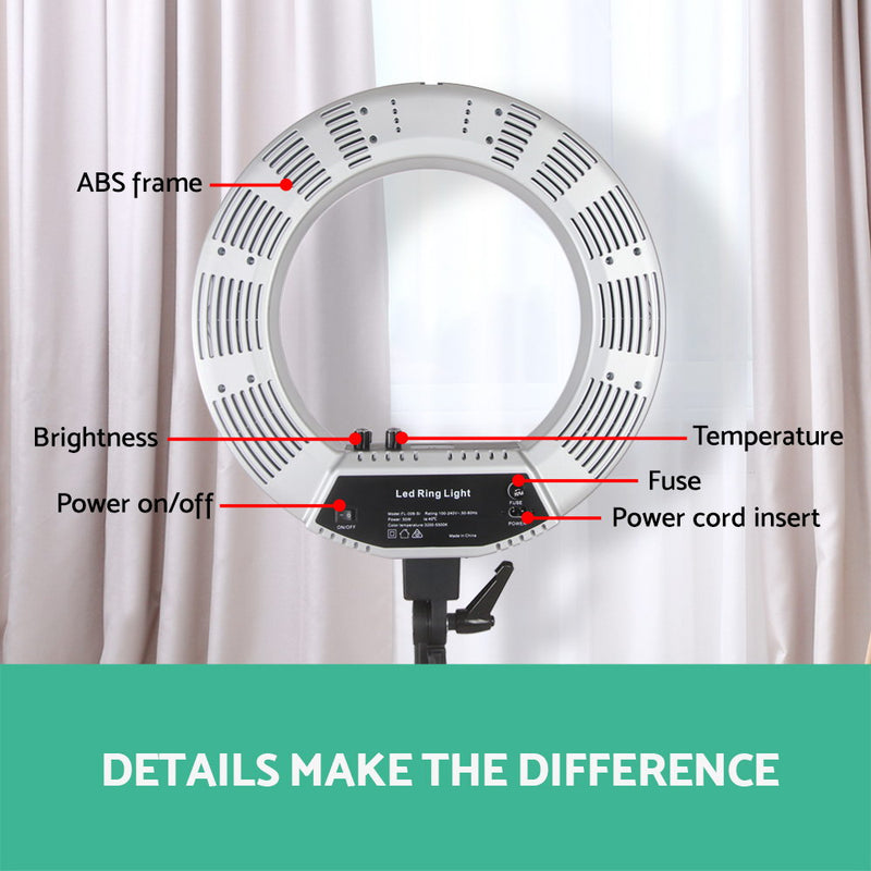 Embellir 19" 5600K LED Ring Light With Stand Dimmable Diva For Phone Camera DSLR - Sale Now