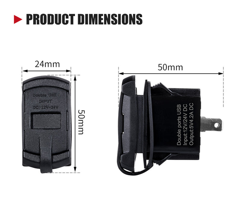 LightFox Dual Blue USB Car Charger 12-24V Socket ARB Roker Voltmeter - Sale Now