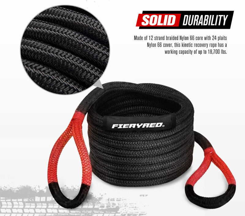 FIERYRED 22mm x 9m Kinetic Rope 18700LBS Recovery Dyneema Tow Bubba Offroad Winch - Sale Now