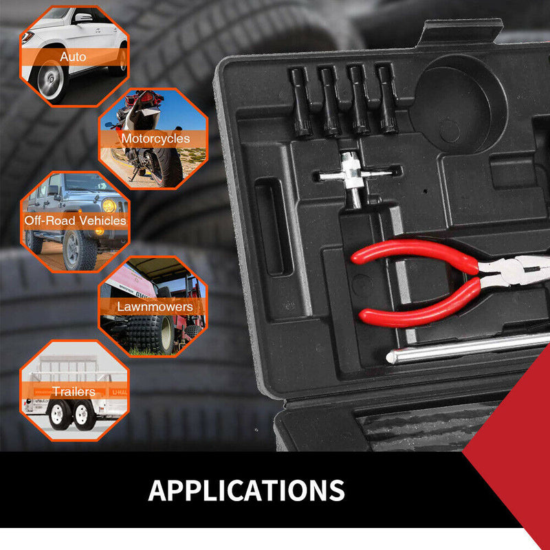 Tyre Repair Kit 67 pcs Emergency Tools Set Car Truck Trailers Motorcycle Bike - Sale Now