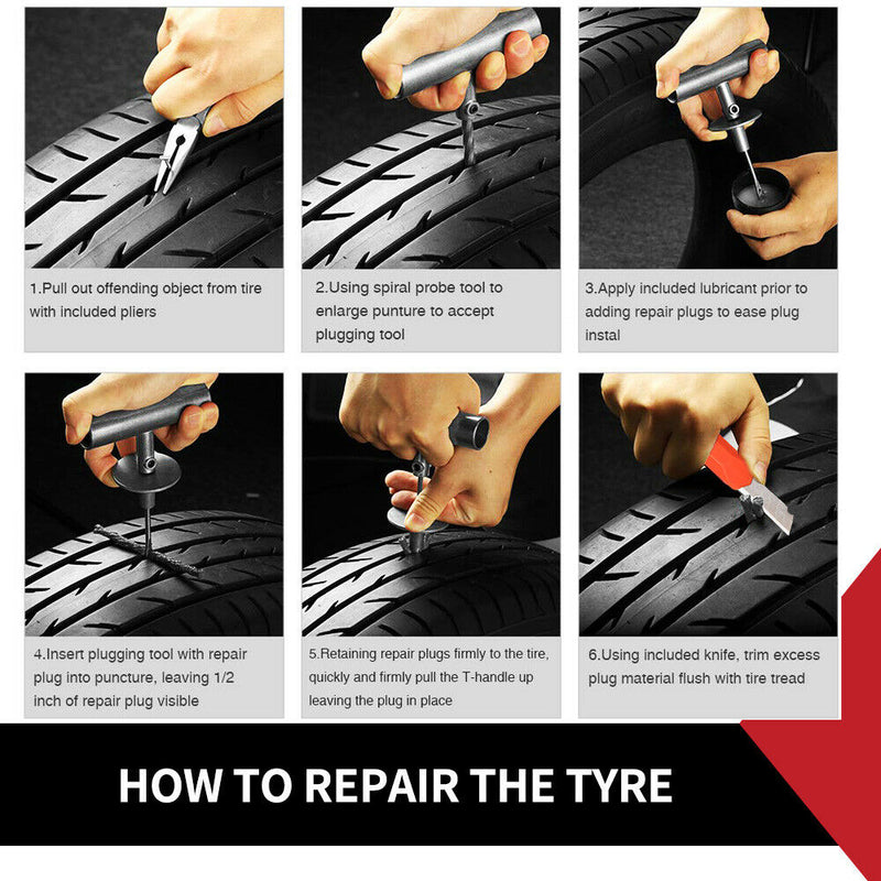 Tyre Repair Kit 67 pcs Emergency Tools Set Car Truck Trailers Motorcycle Bike - Sale Now