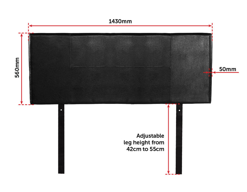 PU Leather Double Bed Headboard Bedhead - Black - Sale Now