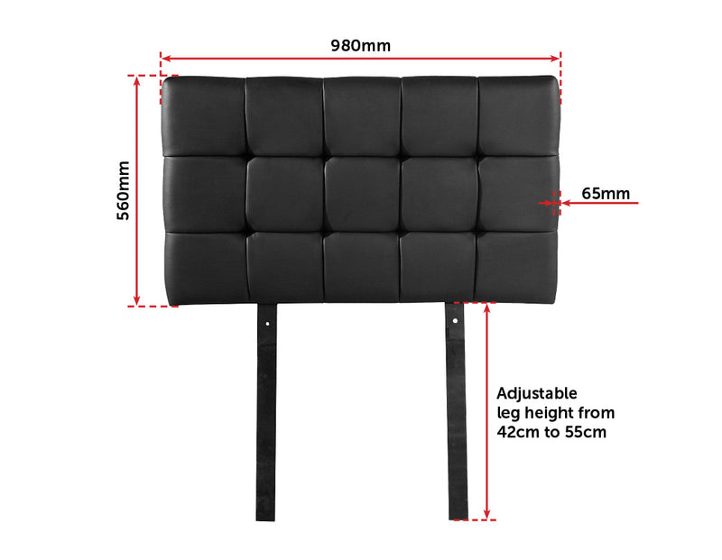 PU Leather Single Bed Deluxe Headboard Bedhead - Black - Sale Now