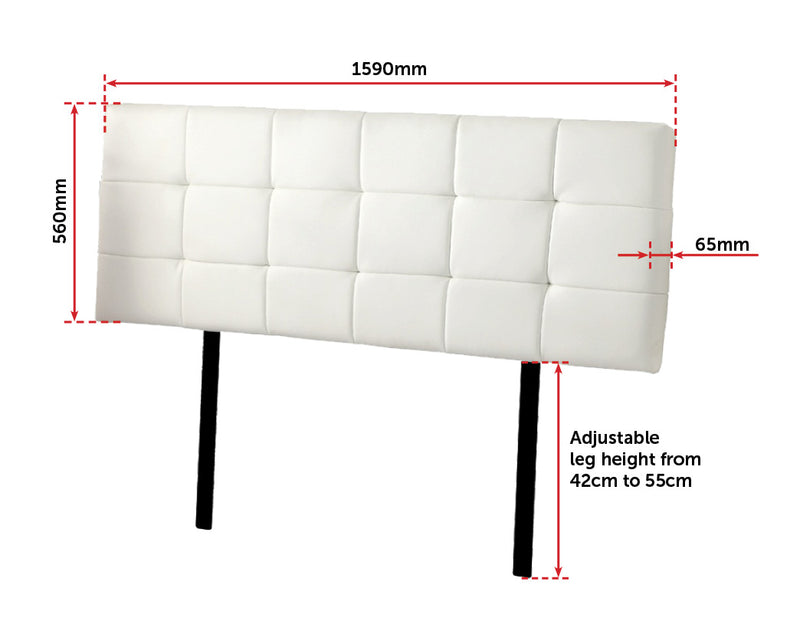 PU Leather Queen Bed Deluxe Headboard Bedhead - White - Sale Now