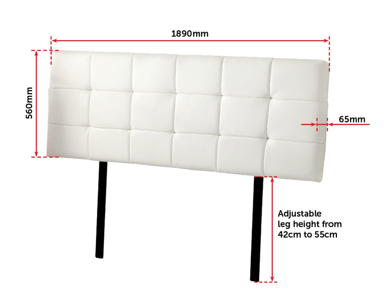 PU Leather King Bed Deluxe Headboard Bedhead - White - Sale Now