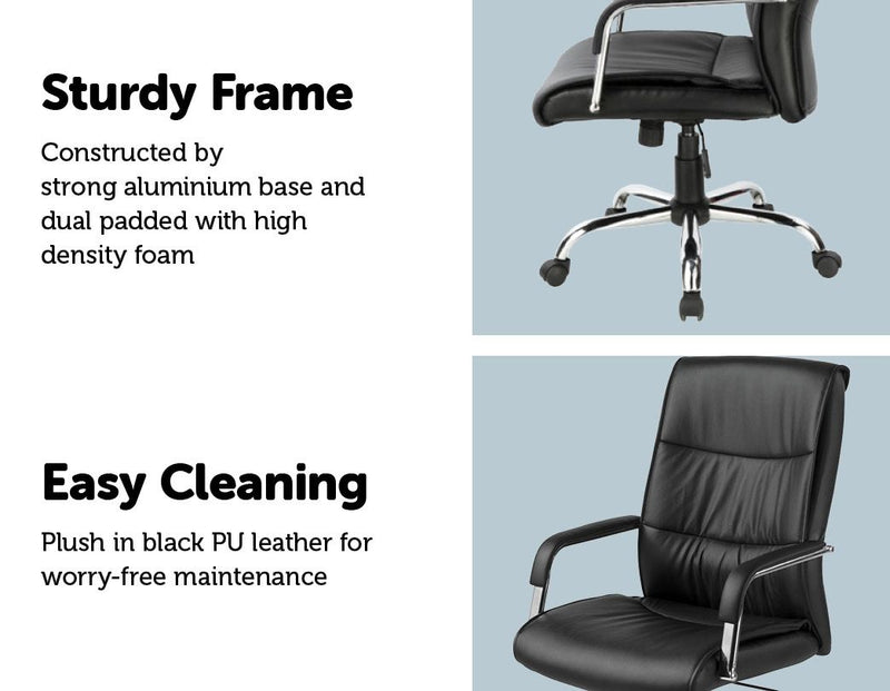 PU Leather Office Chair Executive Padded Black - Sale Now