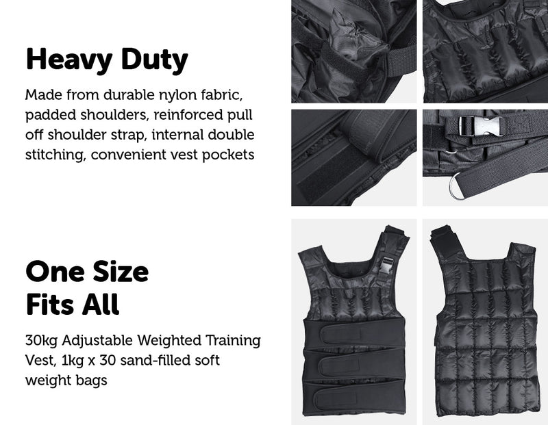 30Kg Adjustable Weighted Training Vest - Sale Now