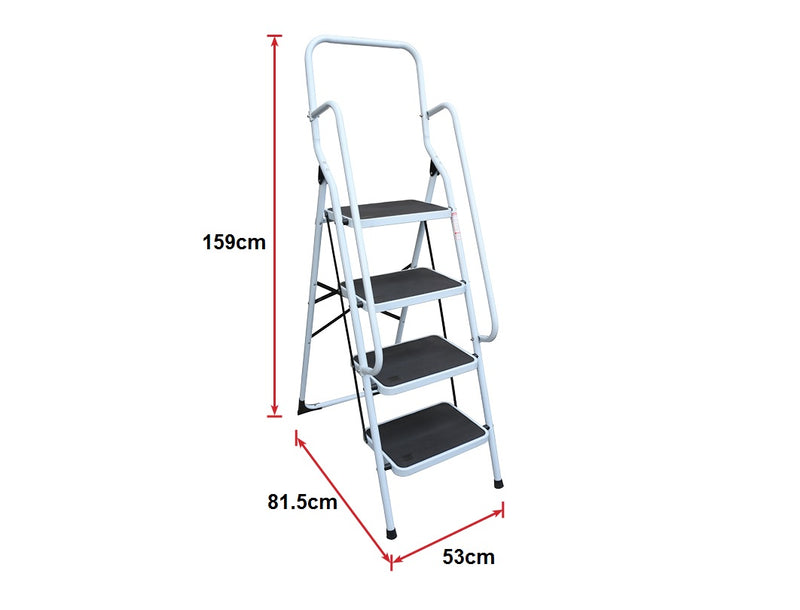 Foldable Non Slip 4 Step Steel Ladder - Sale Now