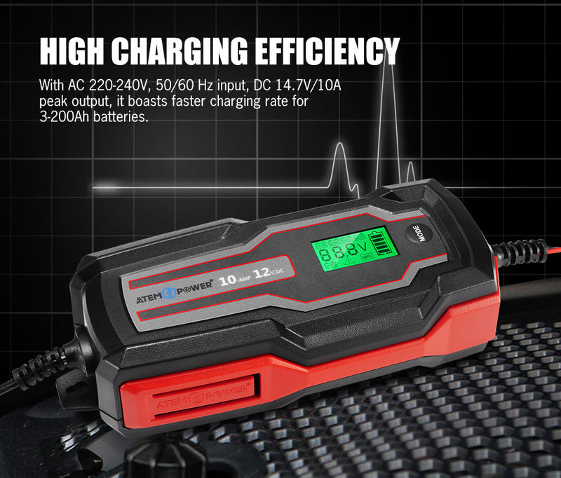 10A 6V or 12V Smart Battery Charger Trickle Automatic AGM GEL Car Truck Motorcycle - Sale Now