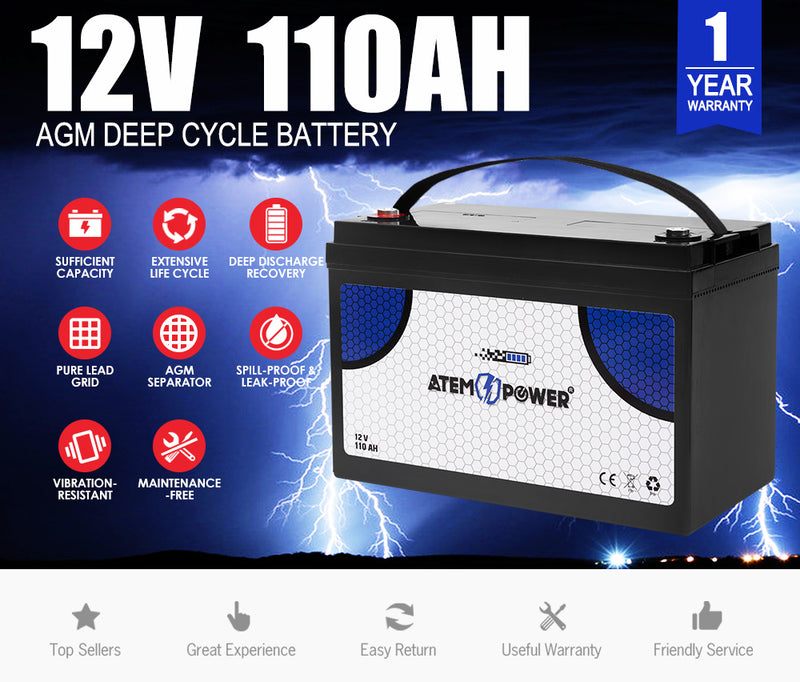 110AH AGM Battery 12V AMP Hour SLA Deep Cycle Dual Fridge Solar Power 12 Volt - Sale Now