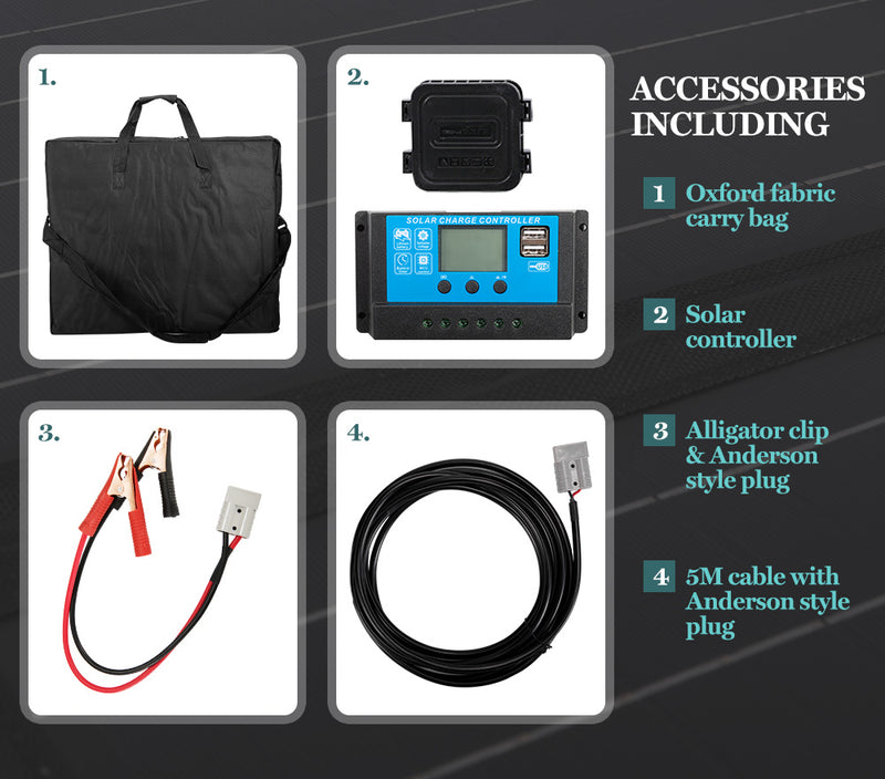 200W 12V Folding Solar Panel Kit Mono Portable Battery Charge Camping Carry Bag