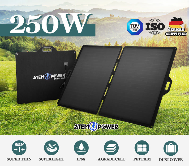 12V 250W Folding Solar Mat Blanket Solar Panel Kit 12V Camping Battery Charger - Sale Now