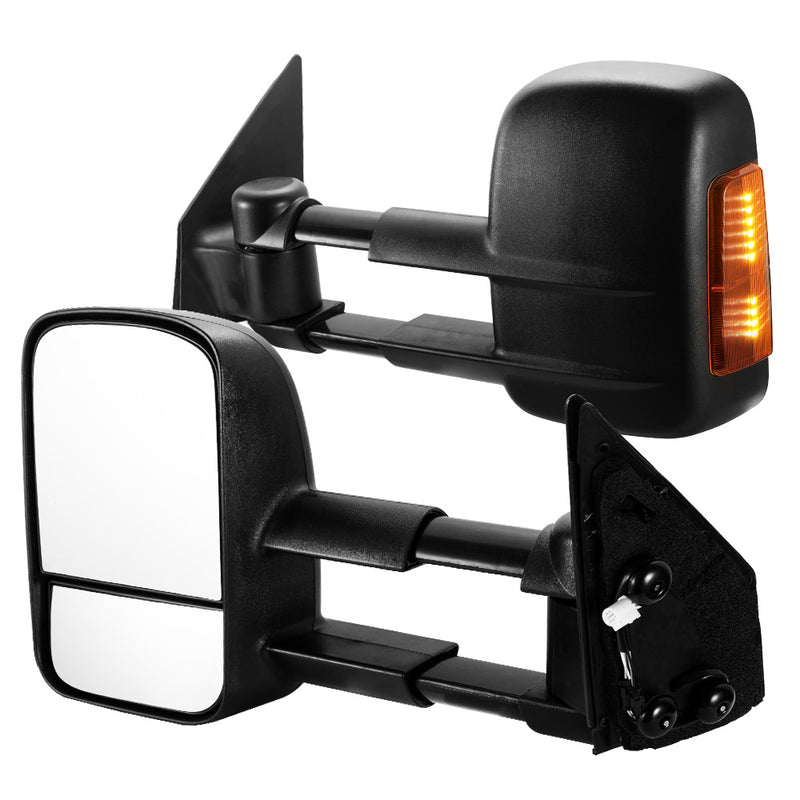 Towing Mirrors Extendable for Toyota Landcruiser 200 Series 2007-ON Black Pair