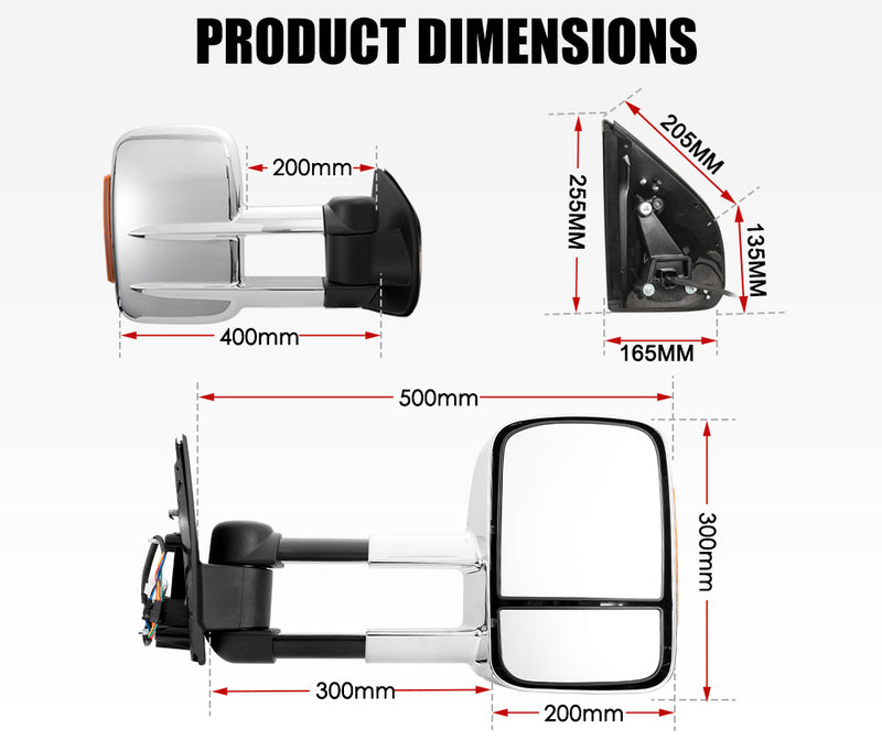 Pair Extendable Towing Mirrors for for Holden Colorado 2012 - ON