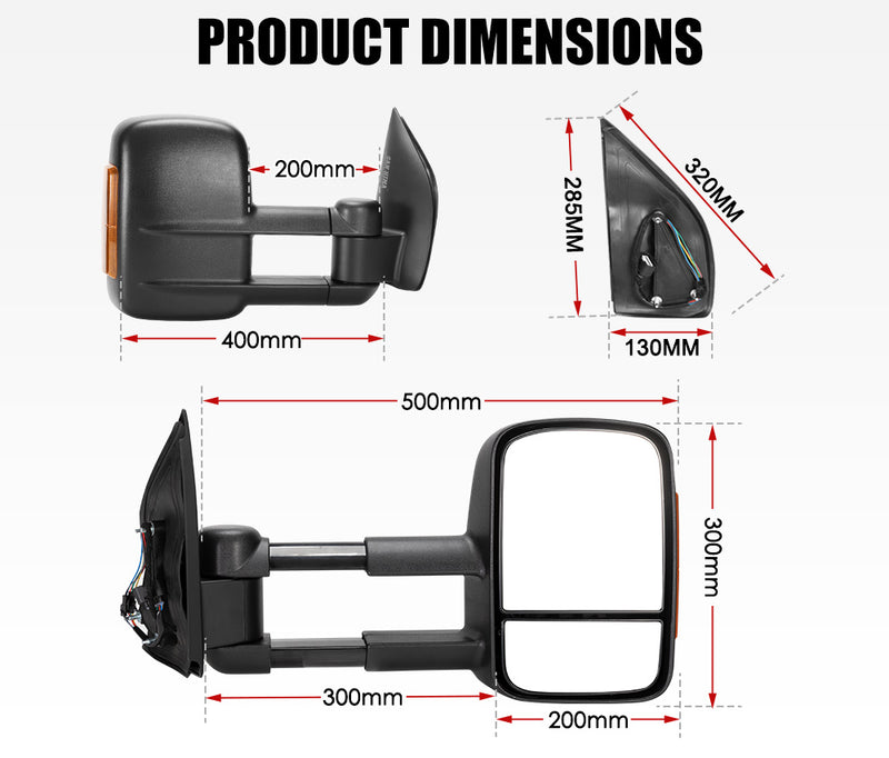 PairTowing Mirrors for Nissan Pathfinder 2003-2013 Black