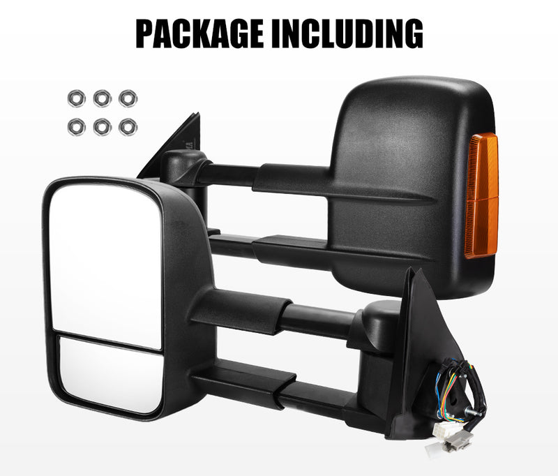 Pair Extendable Towing Mirrors for Holden Colorado 2002-2011 Black