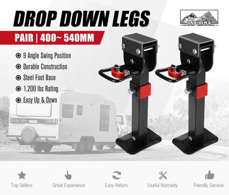 SAN HIMA 2pcs 400mm Corner Legs Drop Down 1200LBS Steel Base Caravan Stabilizer - Sale Now
