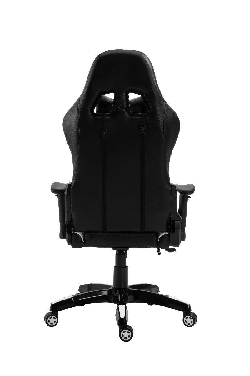 Gaming Chair Office Chair Computer PU Executive Recliner Back Footrest Armrest Black and White - Sale Now