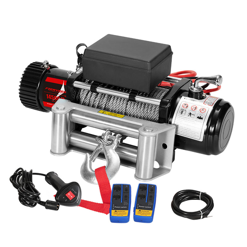 14500LBS Steel Cable Electric Winch Wireless Remote 4WD 12V
