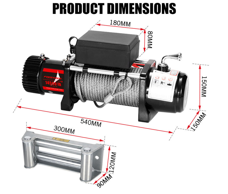 14500LBS Steel Cable Electric Winch Wireless Remote 4WD 12V - Sale Now