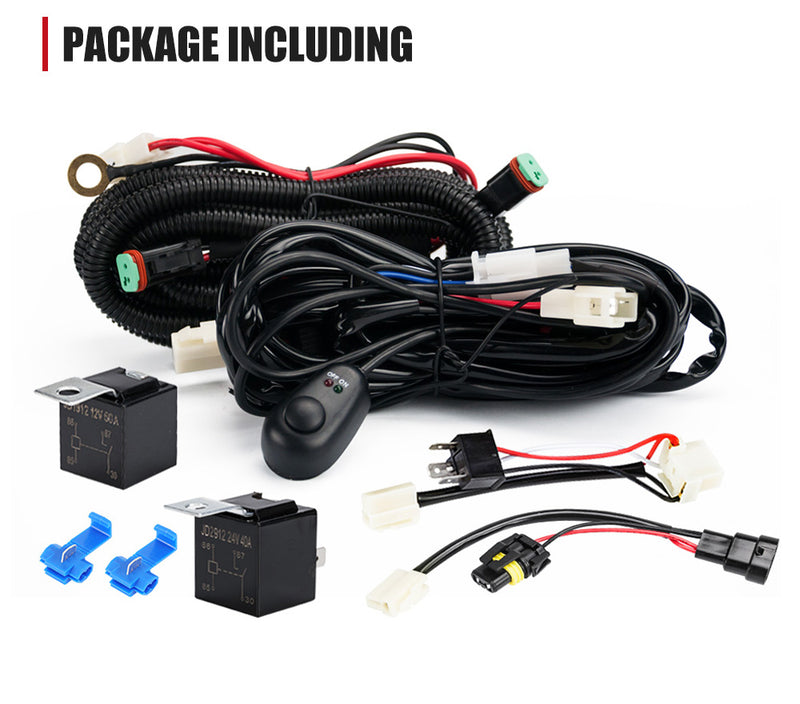 LED Light Wiring Loom Harness Relay Kit Driving Lamp Plug Quick Fit High Beam - Sale Now