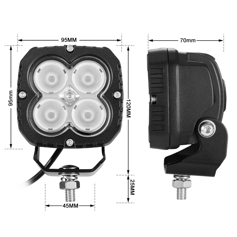 4Inch Cree Led Work Light Square Flood Beam Offroad Tractor Boat Industrial