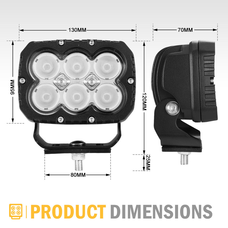 5Inch Cree Led Work Light Square Flood Beam Industrial Grade Offroad Tractor - Sale Now