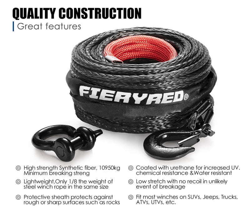 10MM X 30M Synthetic Winch Rope Dyneema Sk75 Tow Recovery Cable 4WD Car Black - Sale Now